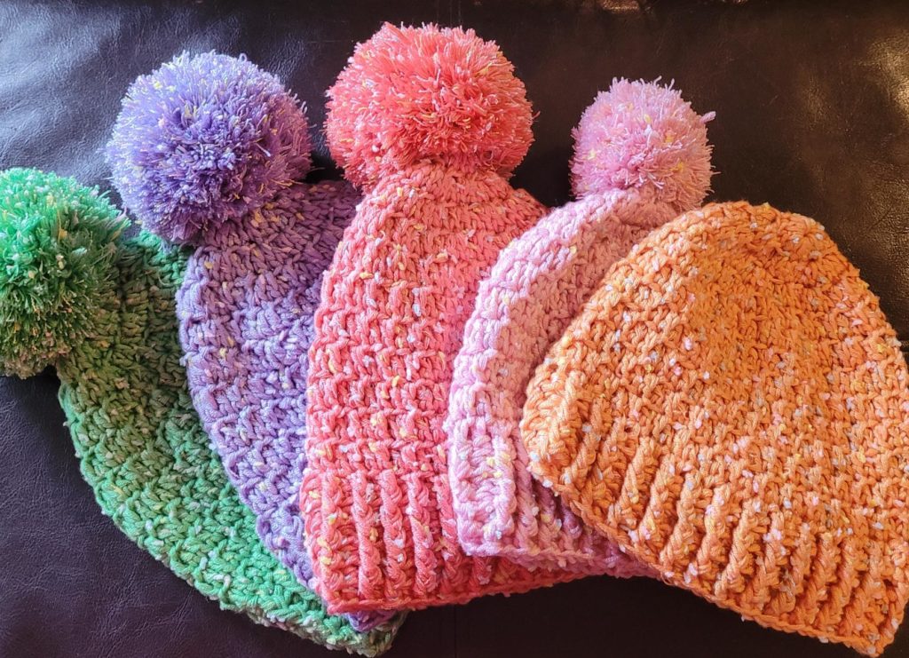 Colorful crocheted hats